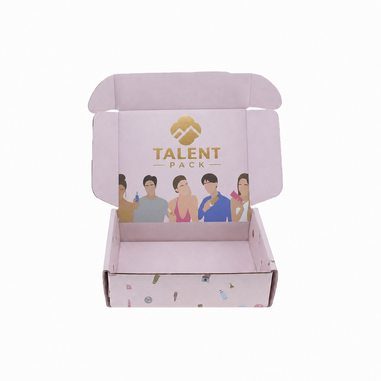 Pink TALENT PACK corrugated mailer box